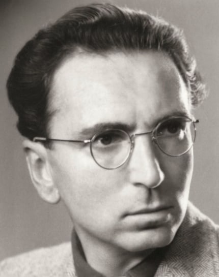 Black and white portrait of Viktor Frankl, the Austrian psychiatrist, and the creator of the existential therapy