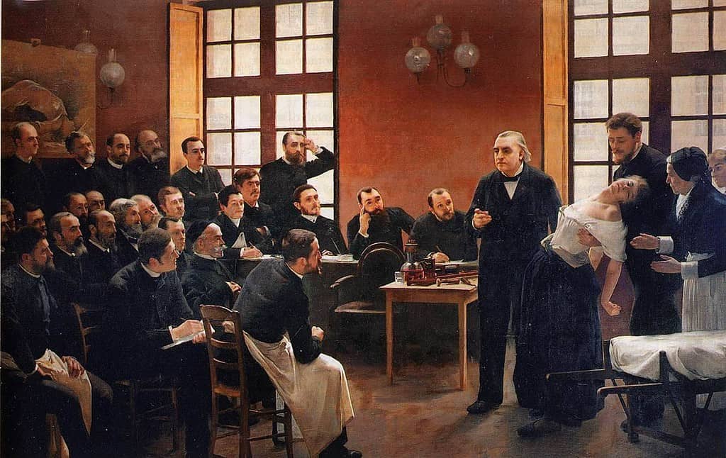 Charcot's lecture at Salpêtrière. painting