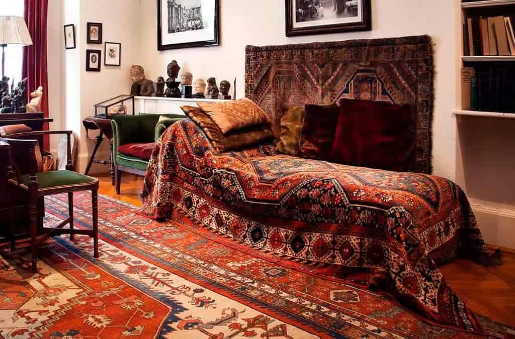 Psychoanalytical psychotherapy. Freud's famous couch. Freud Museum London 